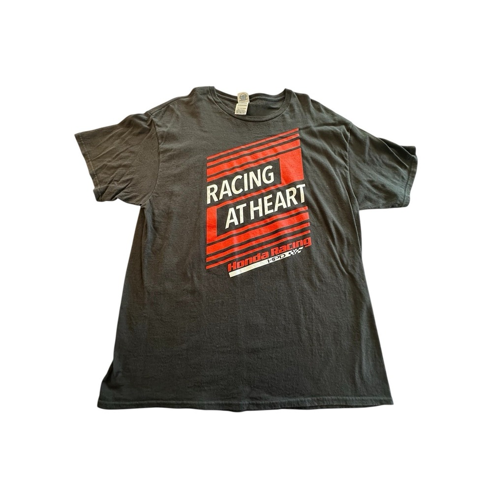 Honda Racing Shirt‎ Men XL Gray HPD Racing At Heart Graphic Short Sleeve Vintage